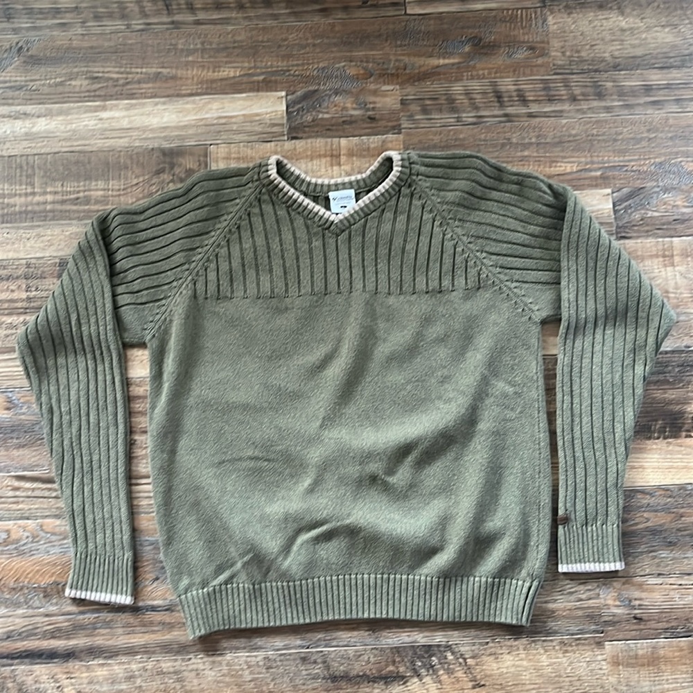 Columbia Army Green Cotton Sweater Large